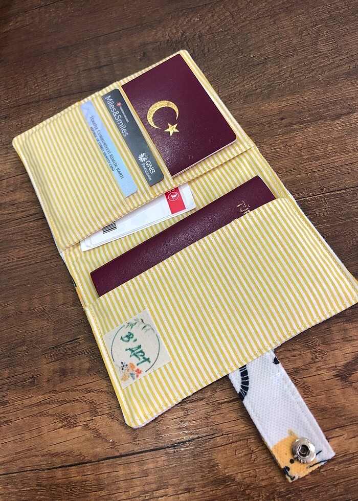 Kedi desen kumaş pasaport/ruhsat kılıfı - Görsel 3