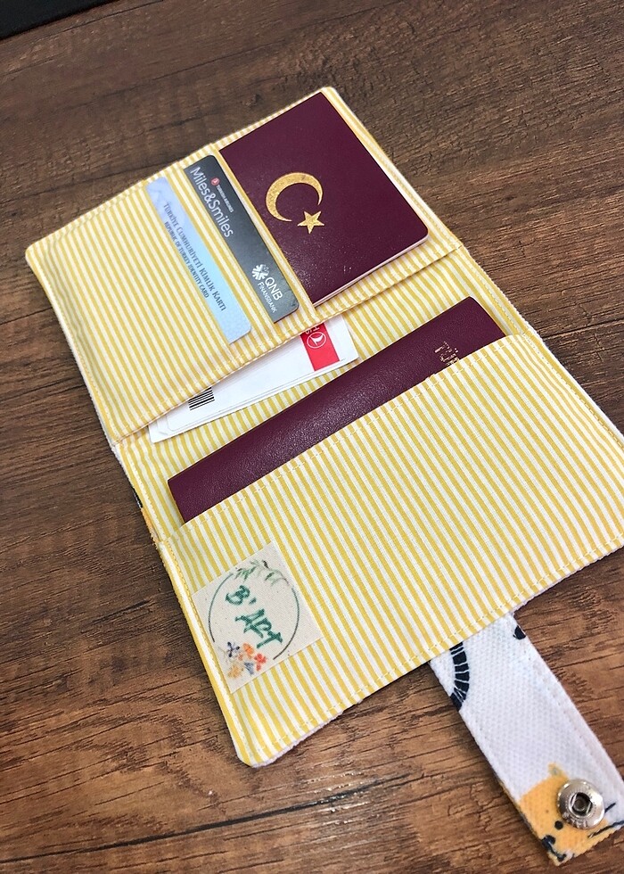 Kedi desen kumaş pasaport/ruhsat kılıfı - Görsel 5