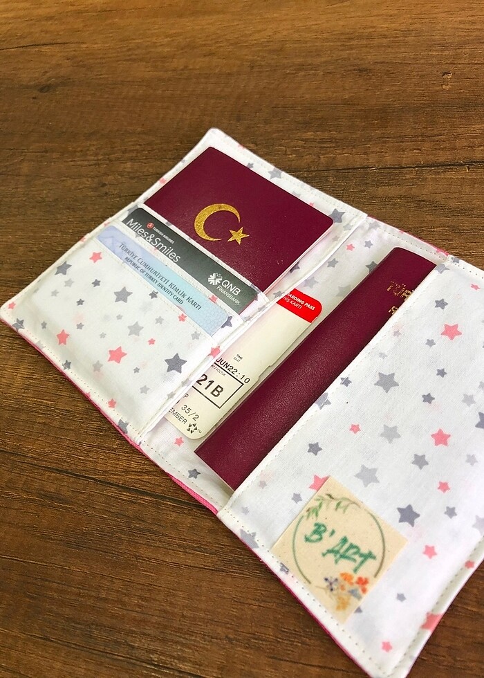 Yıldız kumaş pasaport/ruhsat kılıfı - Görsel 4