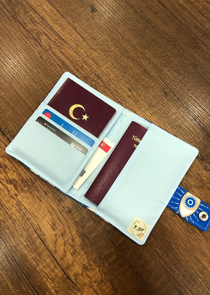 Göz desen kumaş pasaport/ruhsat kılıfı - Görsel 3
