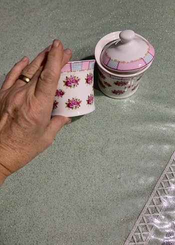 Pembe Çiçekli Kapaklı Seramik Kavanoz Seti - Görsel 5