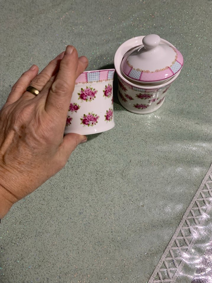 Pembe Çiçekli Kapaklı Seramik Kavanoz Seti - Görsel 5