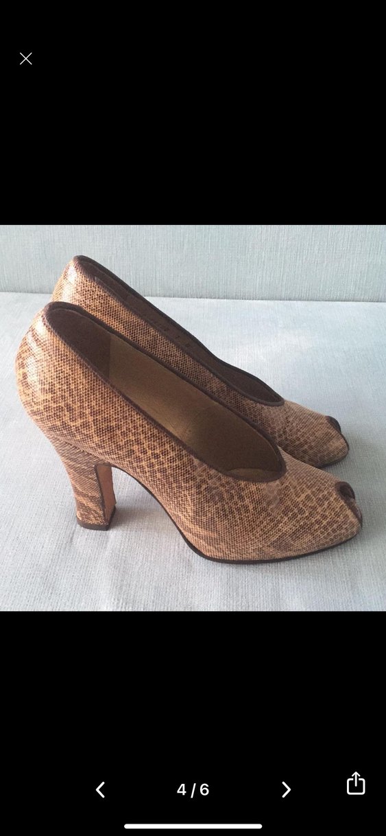 Bej Deri Yılan Desenli Dolgu Topuklu Kadın Ayakkabı - Görsel 4