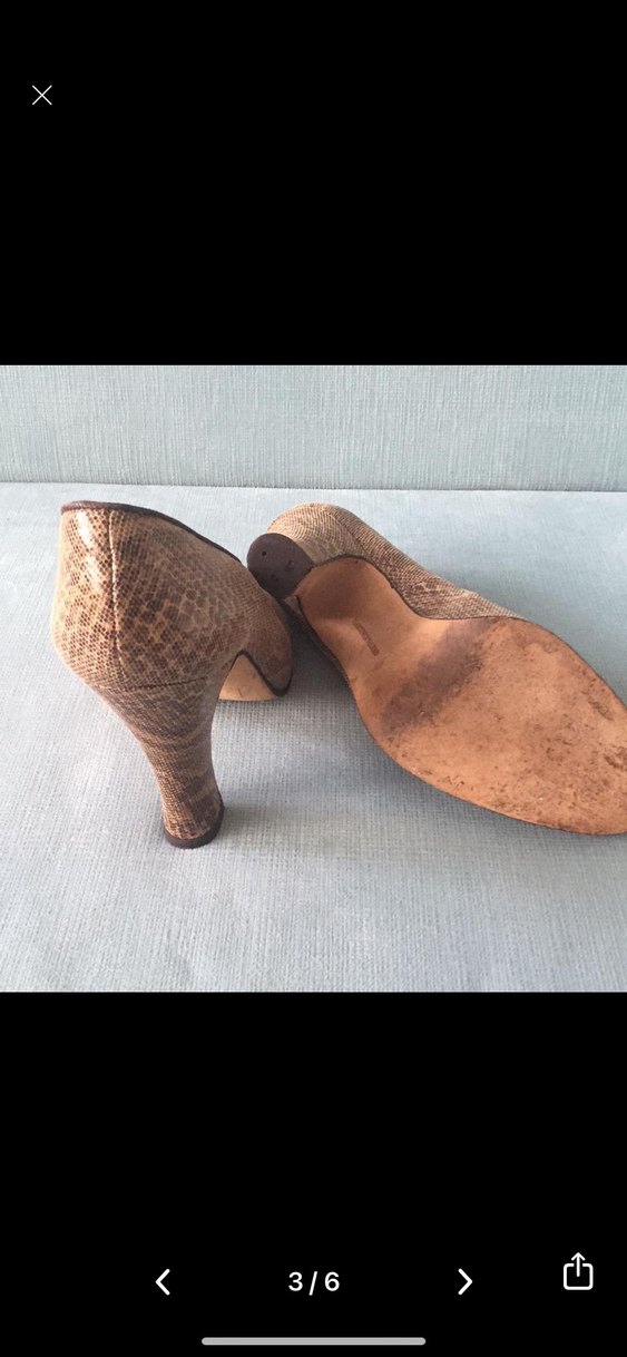 Bej Deri Yılan Desenli Dolgu Topuklu Kadın Ayakkabı - Görsel 3