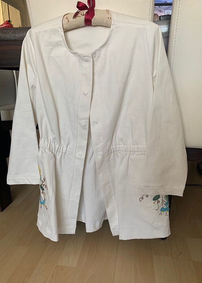 Mevsimlik pamuklu kot likralı ceket - Görsel 2