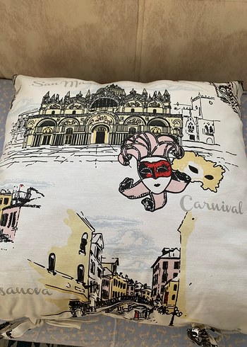 Baskılı Pastel Beyaz Dekoratif Yastık 4 tane