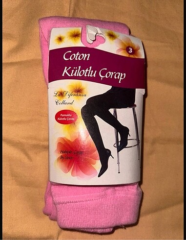 Pembe pamuklu külotlu çorap