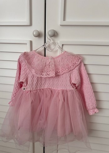 Dantel Detaylı Pembe Kız Çocuk Elbise - Görsel 2