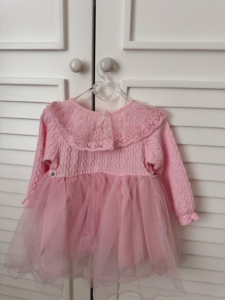 Dantel Detaylı Pembe Kız Çocuk Elbise - Görsel 2