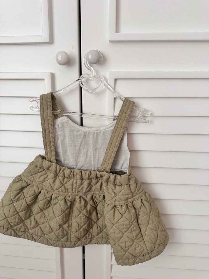 Kız Çocuk Keten Kolsuz Fırfırlı Elbise - Görsel 2