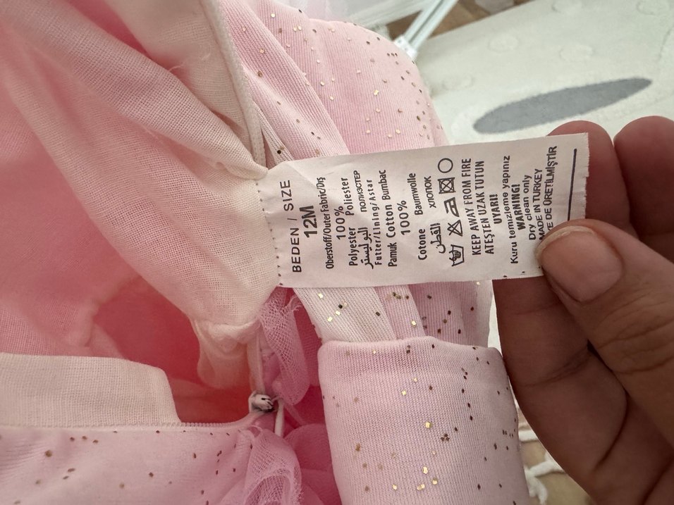 Pembe Kısa Kollu Kız Çocuk Fırfırlı Elbise - Görsel 3