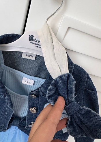 Kız Çocuk Mavi Denim Elbise ve Ceket Takım - Görsel 4