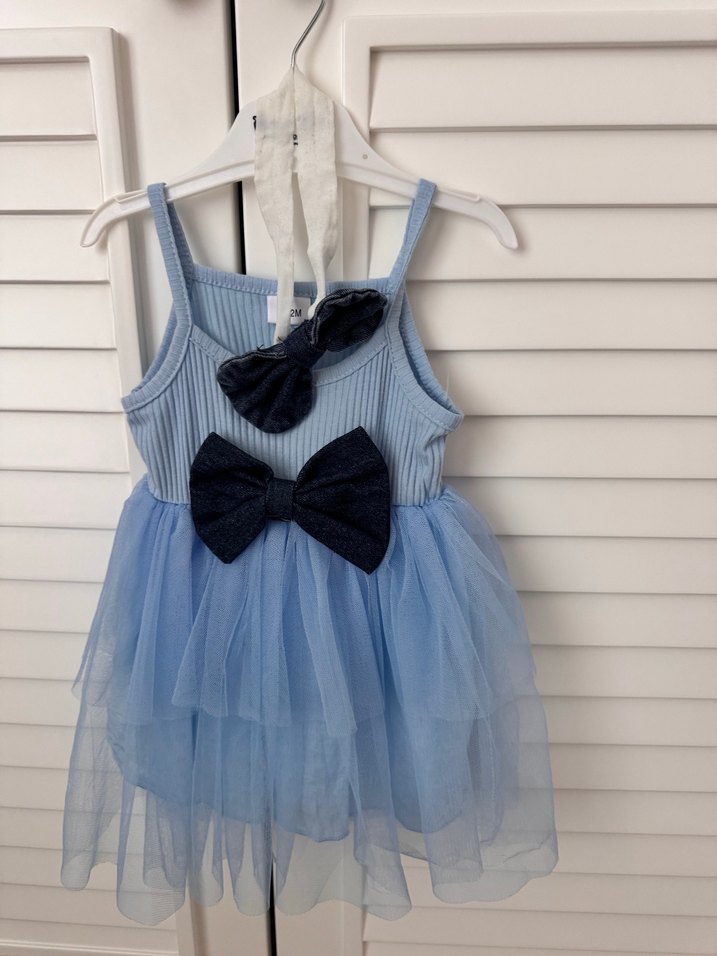 Kız Çocuk Mavi Denim Elbise ve Ceket Takım - Görsel 3