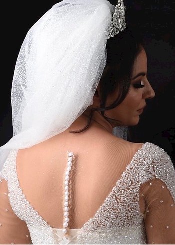 Uzun Kollu Beyaz Prenses Gelinlik - Görsel 3