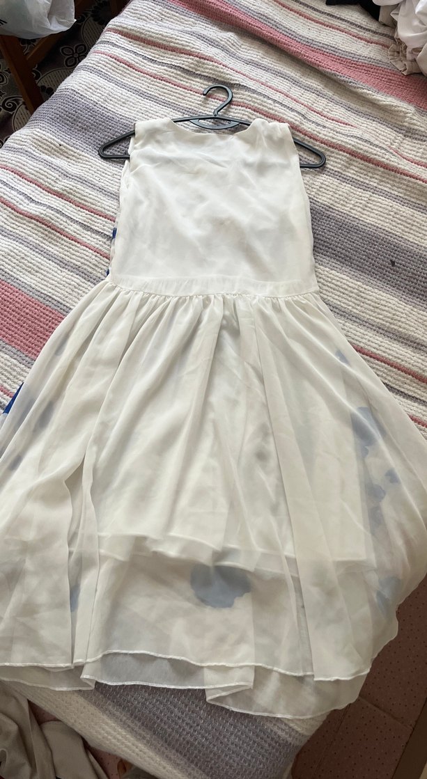 Mavi Çiçek Desenli Midi Hamile Elbisesi - Görsel 4