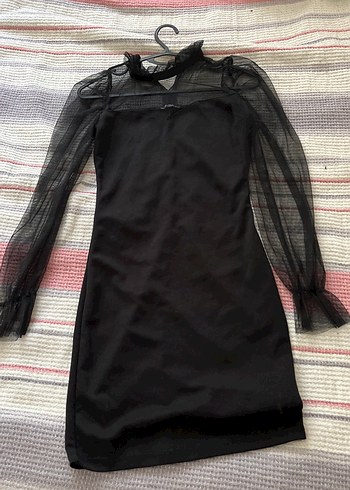 Uzun Kollu Siyah Midi Gotik Elbise