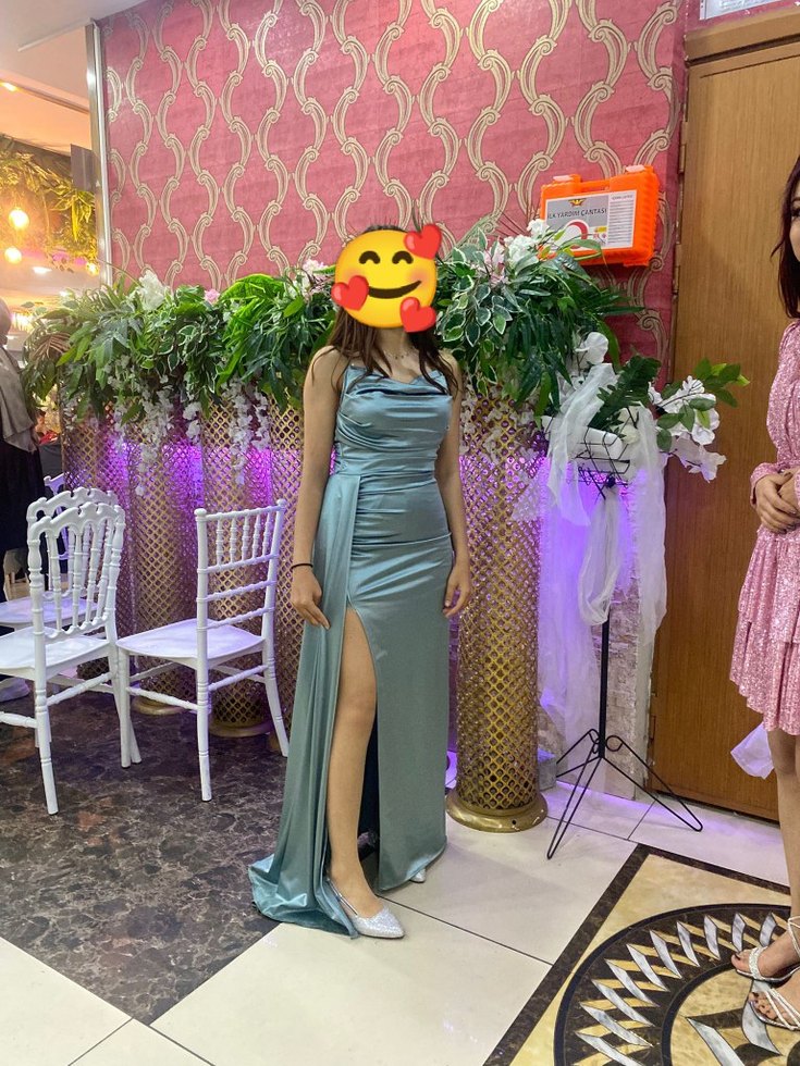 Gri Midi Straplez Mezuniyet Elbisesi - Görsel 3