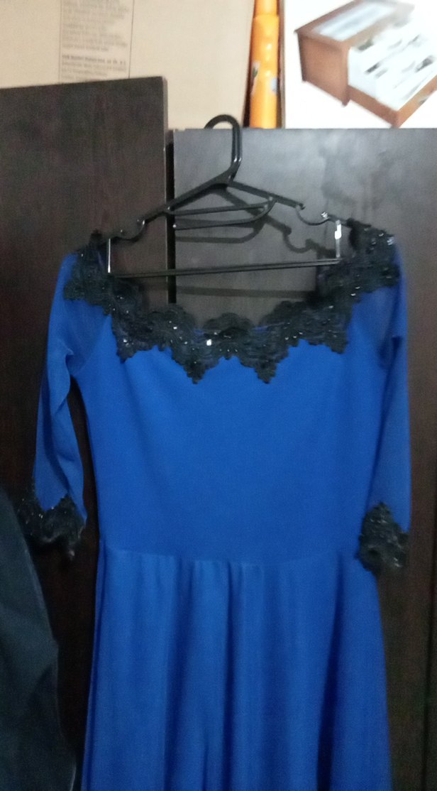 Mavi Uzun Kollu Gotik Kadın Elbise - Görsel 3