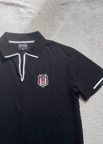 m Beden Beşiktaş Orijinal Fermuarlı Siyah Erkek Polo Tişört