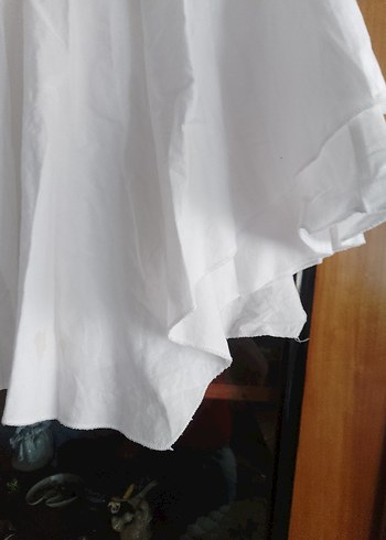 Beyaz Keten Midi Etek - Görsel 5