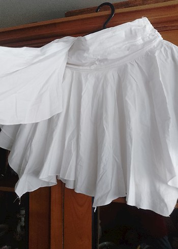 Beyaz Keten Midi Etek - Görsel 6