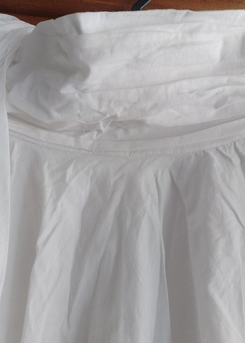 Beyaz Keten Midi Etek - Görsel 3