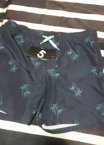 Mavi Çiçek Desenli Erkek Yüzücü Şortu - Görsel 5