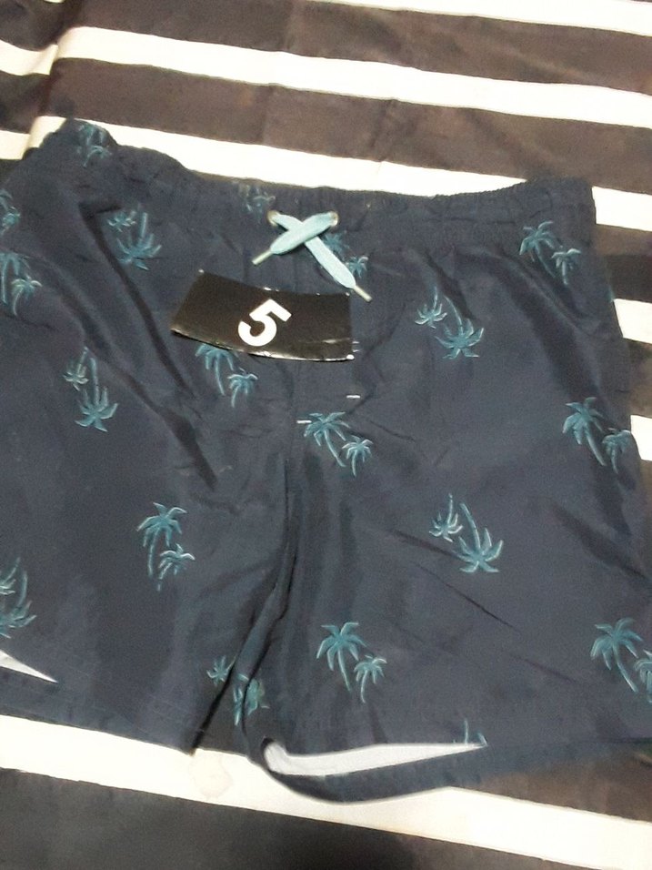 Mavi Çiçek Desenli Erkek Yüzücü Şortu - Görsel 5