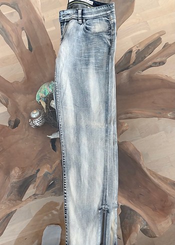 DKNY Jeans Gri Asit Yikamali Fermuarli Skinny Jean 27 Beden