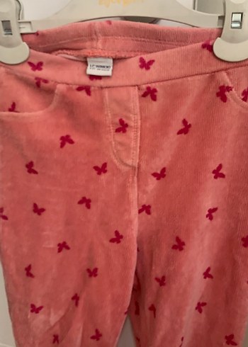 Kızlar için Pembe Bağlama Desenli Düğmeli Tayt - Görsel 2