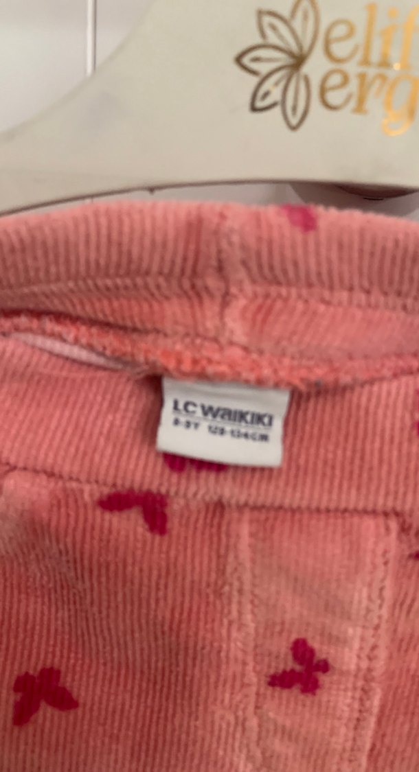 Kızlar için Pembe Bağlama Desenli Düğmeli Tayt - Görsel 3