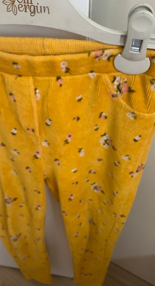 Sarı Çiçek Desenli Kız Tayt - Görsel 2