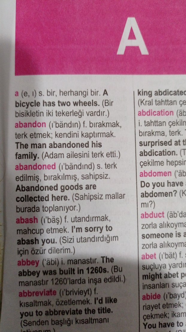 İngilizce-Türkçe Sözlük Örnek Cümleli - Görsel 3