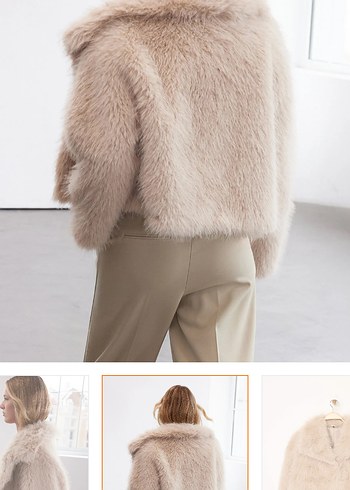 Bej Kadın Suni Kürk Ceket - Görsel 3