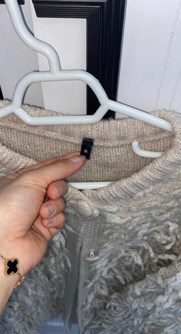 Bej Bohem Salaş Örgü Kadın Hırka - Görsel 4