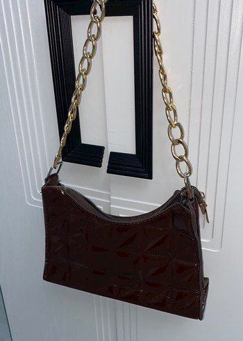 Zincir Detaylı Kahverengi Deri Kadın Çanta - Görsel 2