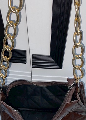 Zincir Detaylı Kahverengi Deri Kadın Çanta - Görsel 3