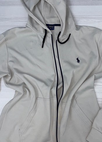 Polo Erkek Beyaz Kapüşonlu Fermuarlı Sweatshirt - Görsel 4