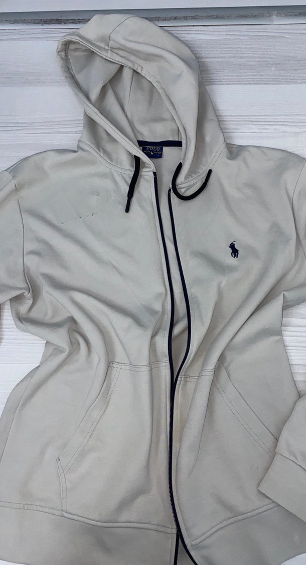 Polo Erkek Beyaz Kapüşonlu Fermuarlı Sweatshirt - Görsel 4