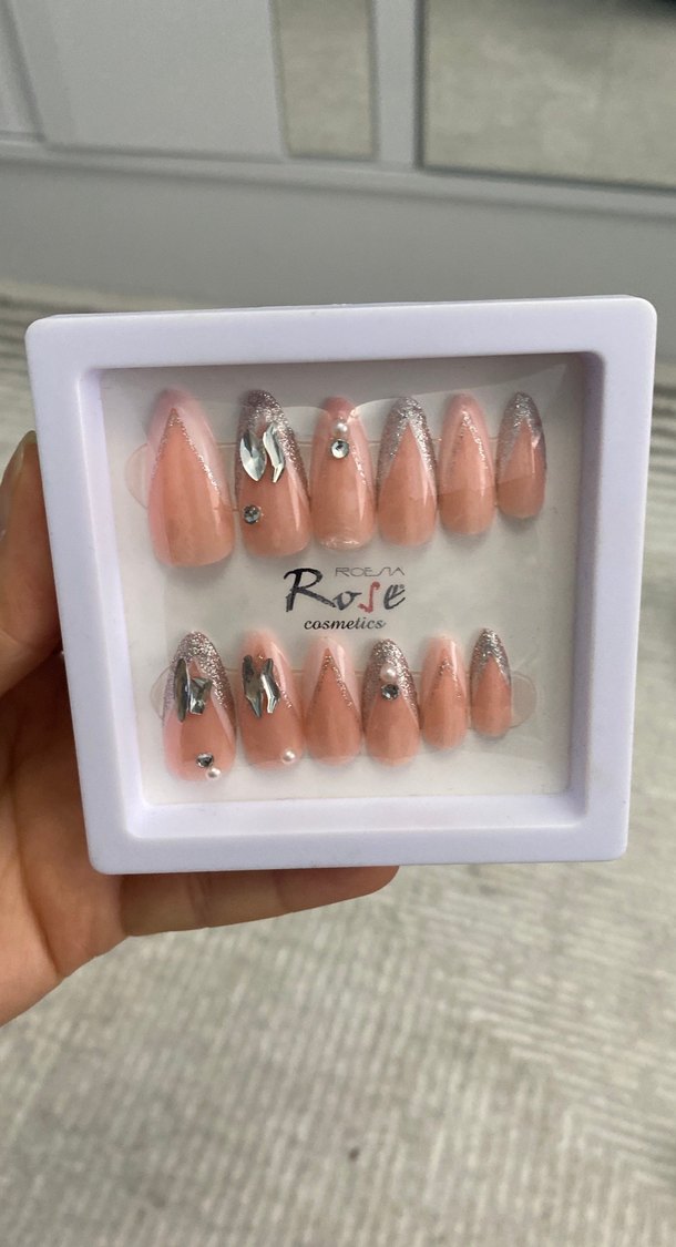 Bej Taşlı Takma Tırnak Seti - Görsel 3