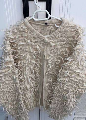 Gri Uzun Kollu Tüylü Midi Hırka - Görsel 2