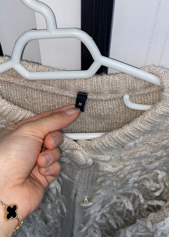 Gri Uzun Kollu Tüylü Midi Hırka - Görsel 4