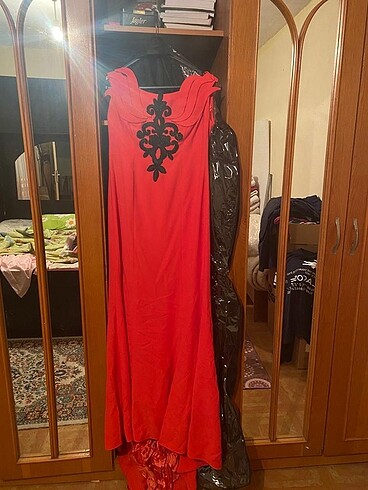 38 Beden turuncu Renk Hafif balık model uzun elbise