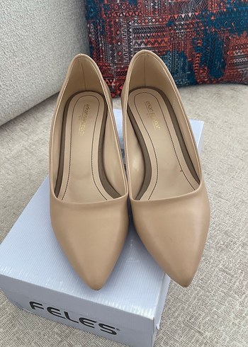 Bej Kadın Blok Topuklu Stiletto - Görsel 2