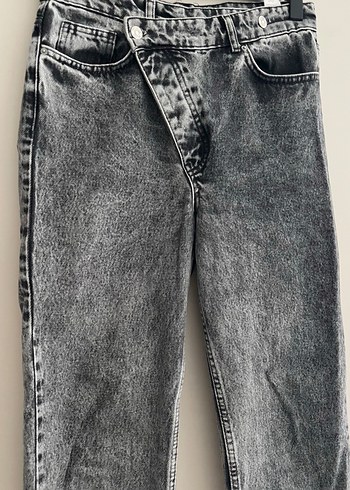 Gri Batik Desenli Kadın Denim Pantolon - Görsel 2