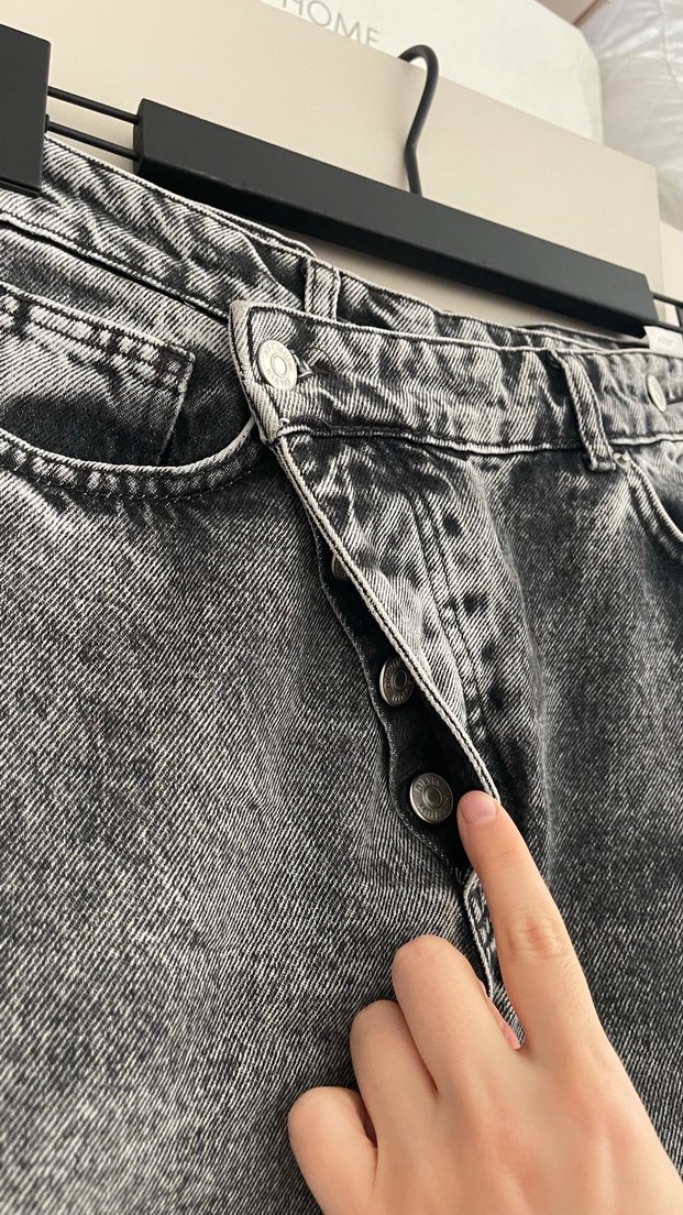 Gri Batik Desenli Kadın Denim Pantolon - Görsel 3