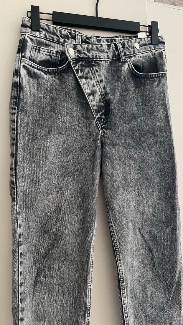 Gri Batik Desenli Kadın Denim Pantolon - Görsel 2