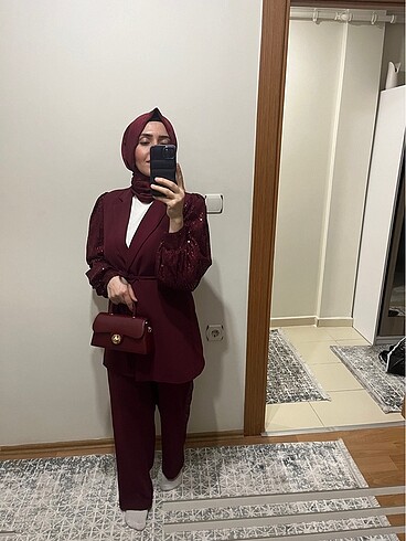 38 Beden bordo Renk İkili takım