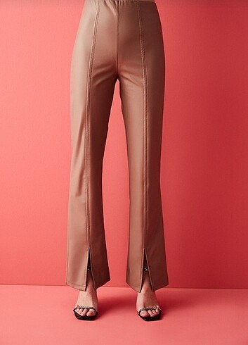 Penti - Concept Leather Look Slit Pantolon (Deri Görünümlü)