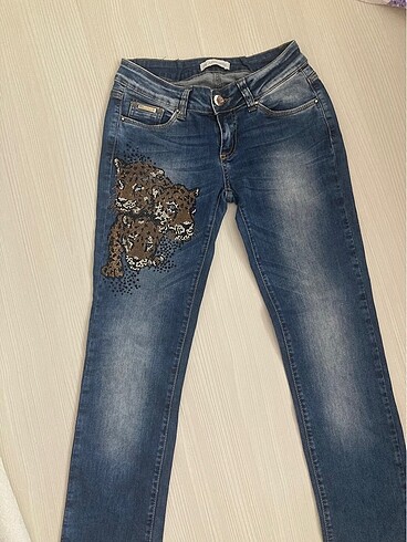 36 Beden Leopar Düşük Bel Pantolon
